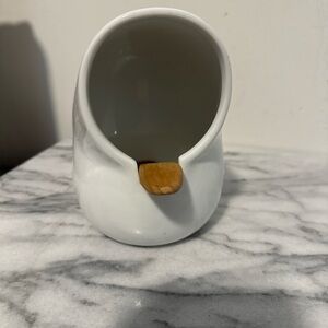 Crate and barrel salt cellar with wood spoon white porcelain